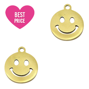 Bedels van Stainless steel Roestvrij staal (RVS) smiley Goud