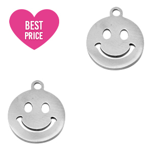 Bedels van Stainless steel Roestvrij staal (RVS) smiley Zilver