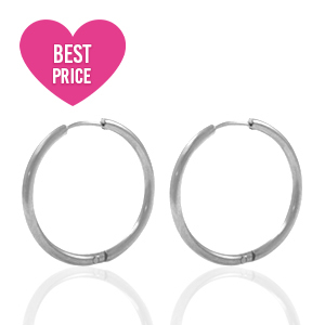 Oorbellen van Stainless steel Roestvrij staal (RVS) creolen 20mm Zilver