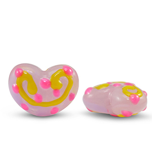 Kralen van acryl heart Pink-yellow
