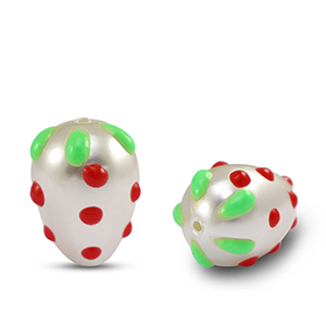 Kralen van acryl strawberry Pearl-red green