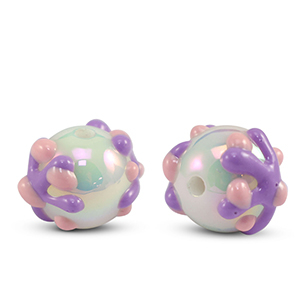 Kralen van acryl dots Pearl purple-pink