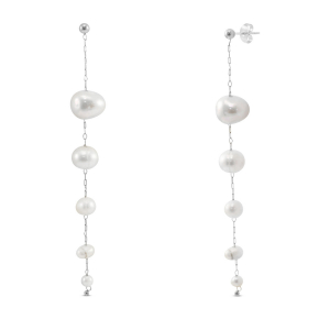 Oorbellen / oorstekers van Stainless steel Roestvrij staal (RVS) pearls Silver