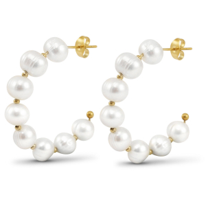Oorbellen / oorstekers van Stainless steel Roestvrij staal (RVS) pearls Gold