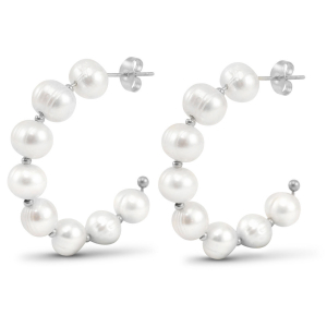 Oorbellen / oorstekers van Stainless steel Roestvrij staal (RVS) pearls Silver