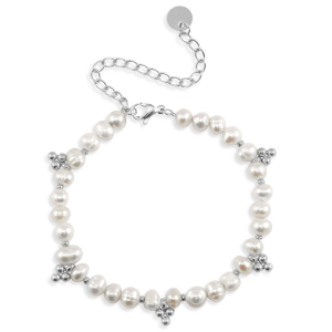 Armbanden van Stainless steel Roestvrij staal (RVS) pearls Silver