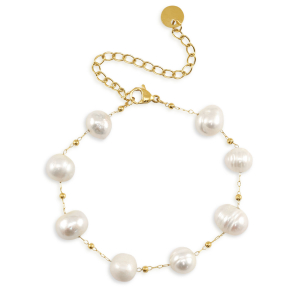 Armbanden van Stainless steel Roestvrij staal (RVS) pearls Gold