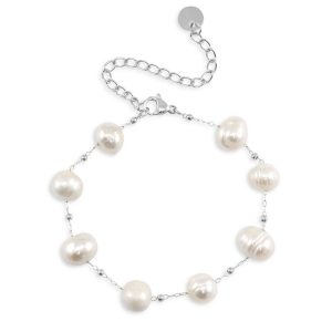 Armbanden van Stainless steel Roestvrij staal (RVS) pearls Silver