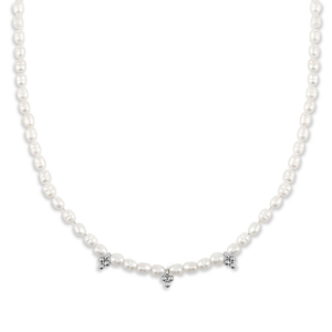 Kettingen van Stainless steel Roestvrij staal (RVS) pearls Silver