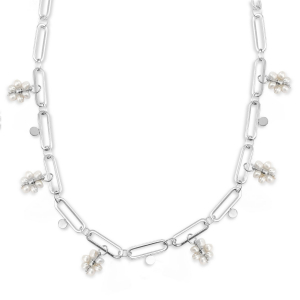 Kettingen van Stainless steel Roestvrij staal (RVS) pearls Silver