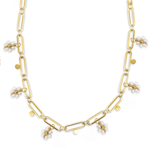 Kettingen van Stainless steel Roestvrij staal (RVS) pearls Gold