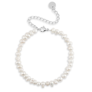 Armbanden van Stainless steel Roestvrij staal (RVS) pearls Silver