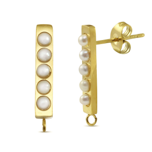 Oorbellen / oorstekers van Stainless steel Roestvrij staal (RVS) pearls with loop Gold