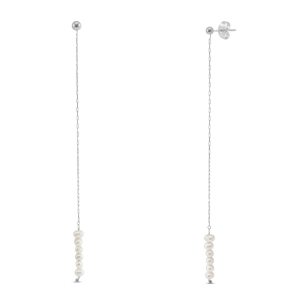 Oorbellen / oorstekers van Stainless steel Roestvrij staal (RVS) pearls Silver