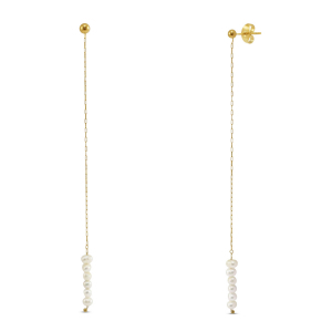 Oorbellen / oorstekers van Stainless steel Roestvrij staal (RVS) pearls Gold