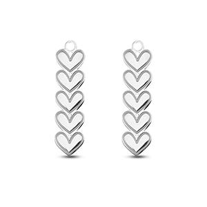 Bedels van Stainless steel Roestvrij staal (RVS) hearts Silver