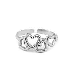 Ringen van Stainless steel Roestvrij staal (RVS) heart Silver