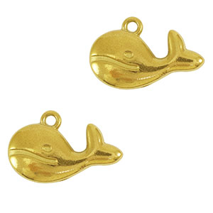 Bedels van Stainless steel Roestvrij staal (RVS) whale Gold