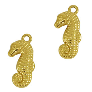 Bedels van Stainless steel Roestvrij staal (RVS) seahorse Gold