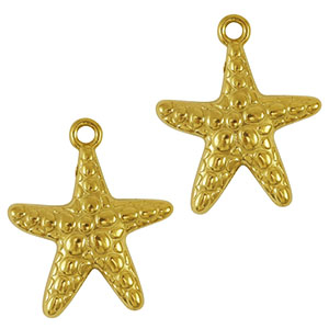 Bedels van Stainless steel Roestvrij staal (RVS) starfish Gold