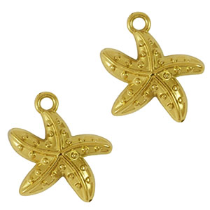 Bedels van Stainless steel Roestvrij staal (RVS) starfish Gold
