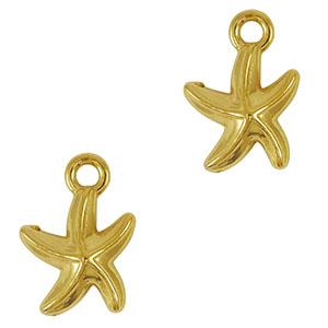 Bedels van Stainless steel Roestvrij staal (RVS) starfish Gold