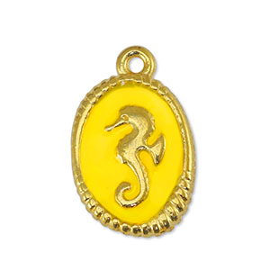 Metaal bedels DQ seahorse Yellow-Goud (nikkelvrij)