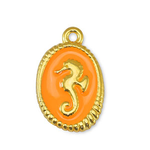Metaal bedels DQ seahorse Orange-Goud (nikkelvrij)