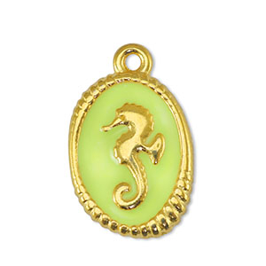 Metaal bedels DQ seahorse Lime Yellow-Goud (nikkelvrij)