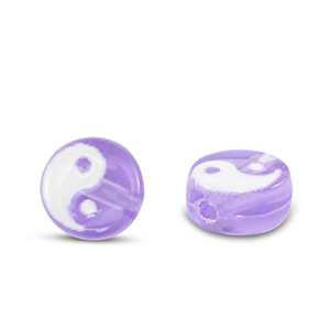 Acryl letterkralen Yin & Yang Purple-white