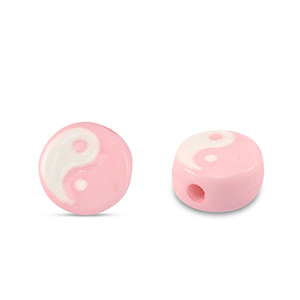 Acryl letterkralen Yin & Yang Pink-white