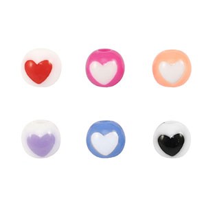 Acryl kralen rond heart Multicolor