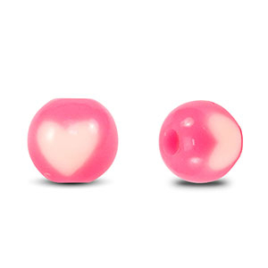 Acryl kralen rond heart Neon pink-white