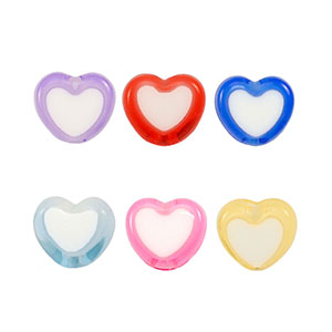 Acryl kralen heart Multicolor