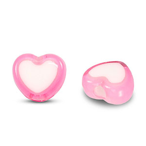 Acryl kralen heart Pink-white