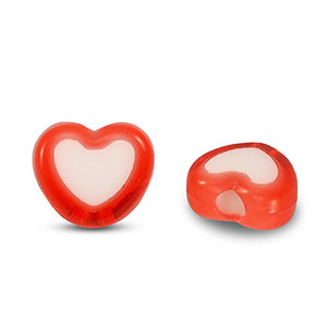 Acryl kralen heart Red-white