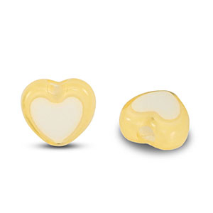 Acryl kralen heart Yellow-white