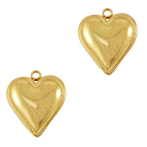 Bedels van Stainless steel Roestvrij staal (RVS) heart Gold