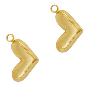 Bedels van Stainless steel Roestvrij staal (RVS) heart Gold