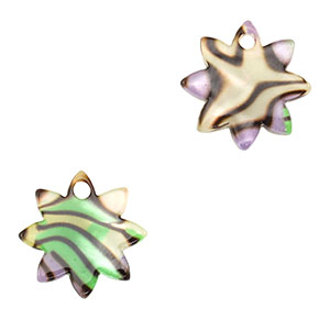 Hangers van resin flower Multicolor purple-green