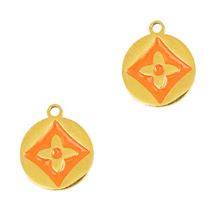 Bedels van Stainless steel Roestvrij staal (RVS) round flower Gold-orange