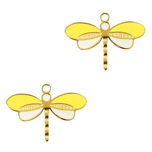 Bedels van Stainless steel Roestvrij staal (RVS) dragonfly Gold-yellow