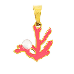 Hangers van Stainless steel Roestvrij staal (RVS) coral Gold-rose red