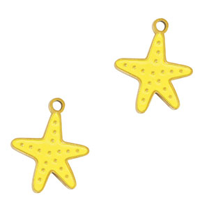 Bedels van Stainless steel Roestvrij staal (RVS) starfish Gold-yellow