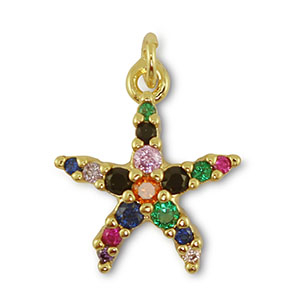 Brass TQ metaal bedels starfish Gold-multicolor