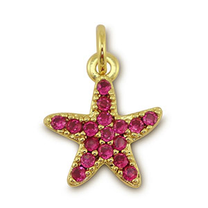Brass TQ metaal bedels starfish Gold-magenta