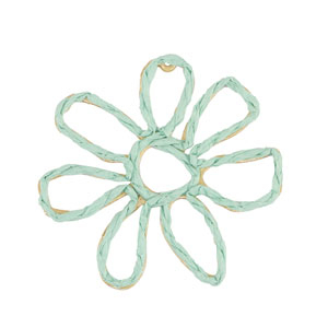 Hangers van raffia flower 55mm Mint green