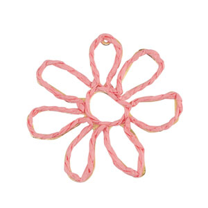 Hangers van raffia flower 55mm Light pink