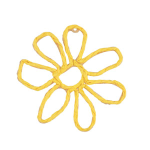 Hangers van raffia flower 55mm Yellow