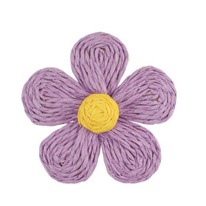 Hangers van raffia flower 55mm Purple-yellow
